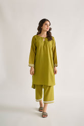 DC-2127 GREEN KARANDI 2PCS EMBROIDERED KURTA WITH TROUSER